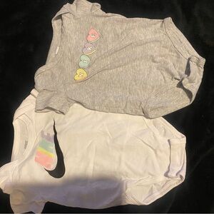 Nike Gray and White Baby Onesies Set